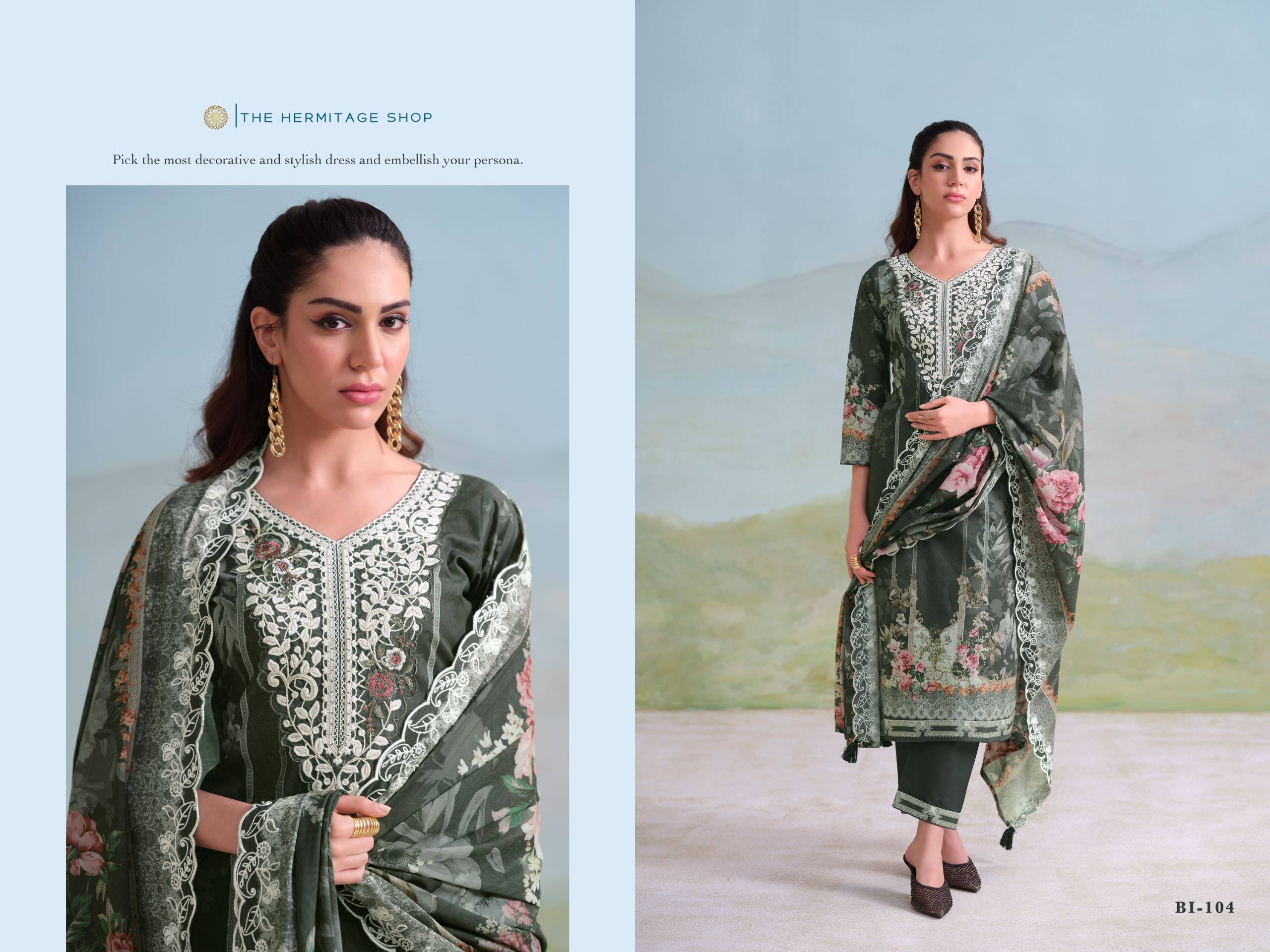 BINSAEED ORIGINALS by  THE HERMITAGE SHOP 101 To 104 Series Pakistani Stylish Beautiful Colourful Printed GIZA LAWN Dresses At Wholesale Price
